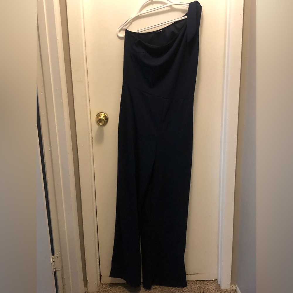 Navy blue one shoulder pants jumpsuit size 2X